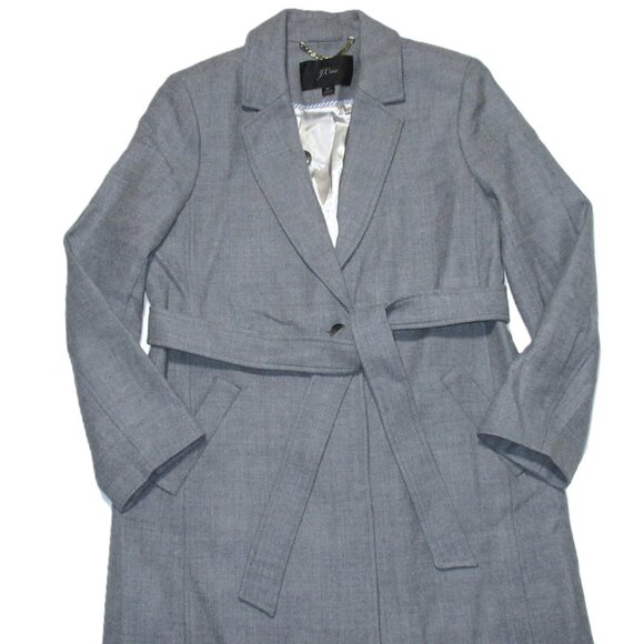 NWT J.Crew Petite Wrap Coat in Heather Gray Double-serge Wool 8P - Picture 3 of 8